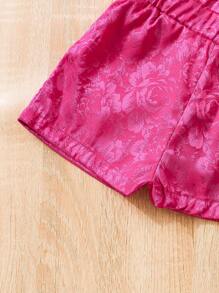 SHEIN 女嬰西裝領夾克和紙袋腰短褲和背心上衣 - 彩色 - 查看 8