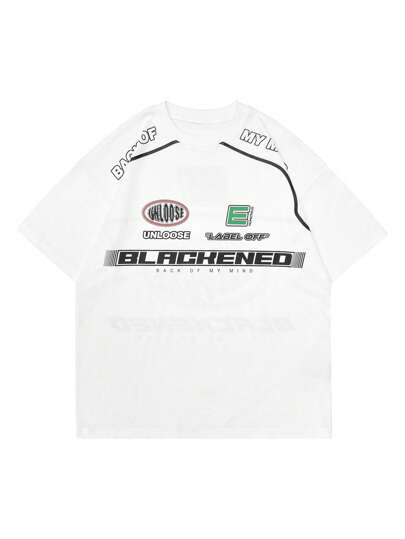 OVDY تي شيرت بطباعة شعار للرجال