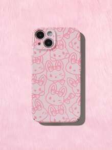 ROMWE Kawaii 1 funda para teléfono con diseño de dibujos animados, compatible con iPhone - Rosa Pálido - Ver 1