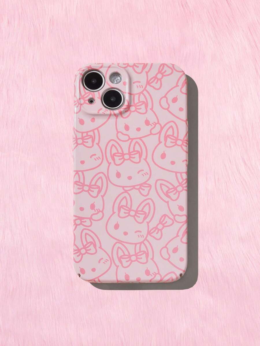 ROMWE Kawaii 1 funda para teléfono con diseño de dibujos animados, compatible con iPhone - Rosa Pálido - Ver 1