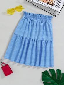 Váy Gái Quần paper-bag màu trơn Giải trí - Màu xanh lam - Xem 1