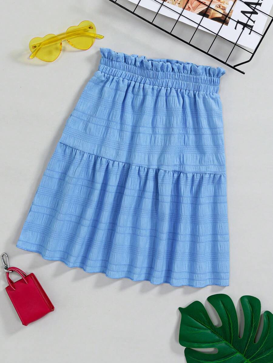 Váy Gái Quần paper-bag màu trơn Giải trí - Màu xanh lam - Xem 1