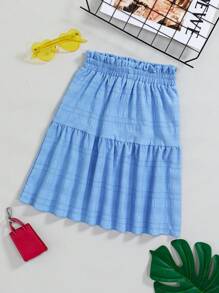 Váy Gái Quần paper-bag màu trơn Giải trí - Màu xanh lam - Xem 3