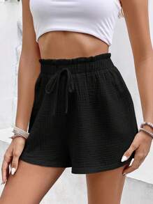 SHEIN Frenchy Damskie spodenki z nadrukiem na całej powierzchni, wiązane w pasie, na wakacje i wypoczynek, ubrania na powrót do szkoły, styl Old Money