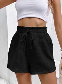 SHEIN Frenchy Damskie spodenki z nadrukiem na całej powierzchni, wiązane w pasie, na wakacje i wypoczynek, ubrania na powrót do szkoły, styl Old Money