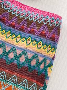 SHEIN 少女地理圖案背心上衣和短褲套裝 - 彩色 - 查看 3