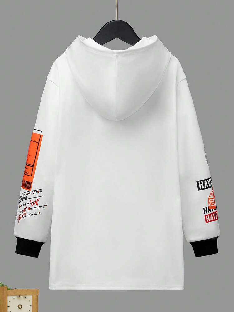 Tween Boy Slogan Graphic Zip Up Hooded Coat Without Tee