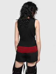 ROMWE Avant Slogan Skull Graphic Tank Top - Black - View 3