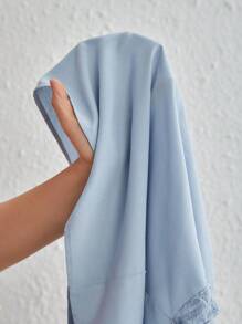 SHEIN Frenchy Plus Contrast Lace Blouse - Baby Blue - View 6