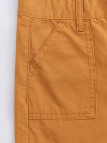 SHEIN Tween Boy Flap Pocket Side Cargo Jeans - Orange - View 3