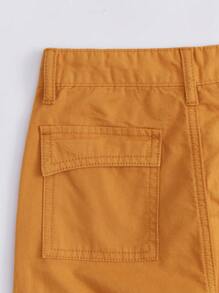SHEIN Tween Boy Flap Pocket Side Cargo Jeans - Orange - View 4