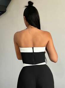 SHEIN SXY Colourblock Tube Top - Black - View 2