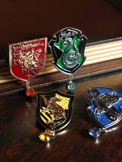 HARRY POTTER X SHEIN 4 Pcs/Set Vintage Alloy Emblem Pin Brooch Collectibles Gifts,Back To School