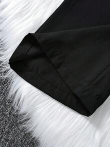 SHEIN Áo liền quần Gái Nút đôi màu trơn Giải trí - màu đen - Xem 5