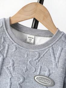 SHEIN 2 pezzi, set di maglietta ampia e comoda e pantaloncini per ragazzo giovane, stile casual e carino, adatto per scuola, feste, attività all'aperto, sport, abbigliamento da gentiluomo, per ragazzi di 4-7 anni, colore grigio