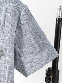 SHEIN 2 pezzi, set di maglietta ampia e comoda e pantaloncini per ragazzo giovane, stile casual e carino, adatto per scuola, feste, attività all'aperto, sport, abbigliamento da gentiluomo, per ragazzi di 4-7 anni, colore grigio