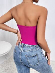 SHEIN Privé Dây kéo Bandana Hem Ống ngọn - Màu đỏ tím - Xem 2