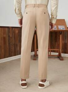 Manfinity VCAY Men Slant Pocket Solid Suit Trousers - Apricot - View 4