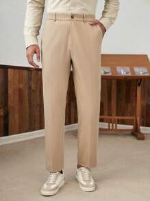 Manfinity VCAY Men Slant Pocket Solid Suit Trousers - Apricot - View 5