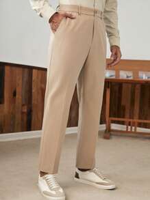 Manfinity VCAY Men Slant Pocket Solid Suit Trousers - Apricot - View 3