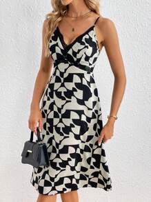 SHEIN Privé In Toàn bộ Ren tương phản Váy Dây - Nhiều màu - Xem 3