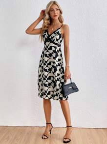 SHEIN Privé In Toàn bộ Ren tương phản Váy Dây - Nhiều màu - Xem 5