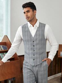 Manfinity NiteLyfe Men Plaid Waistcoat Without Shirt - Multicolor - View 3