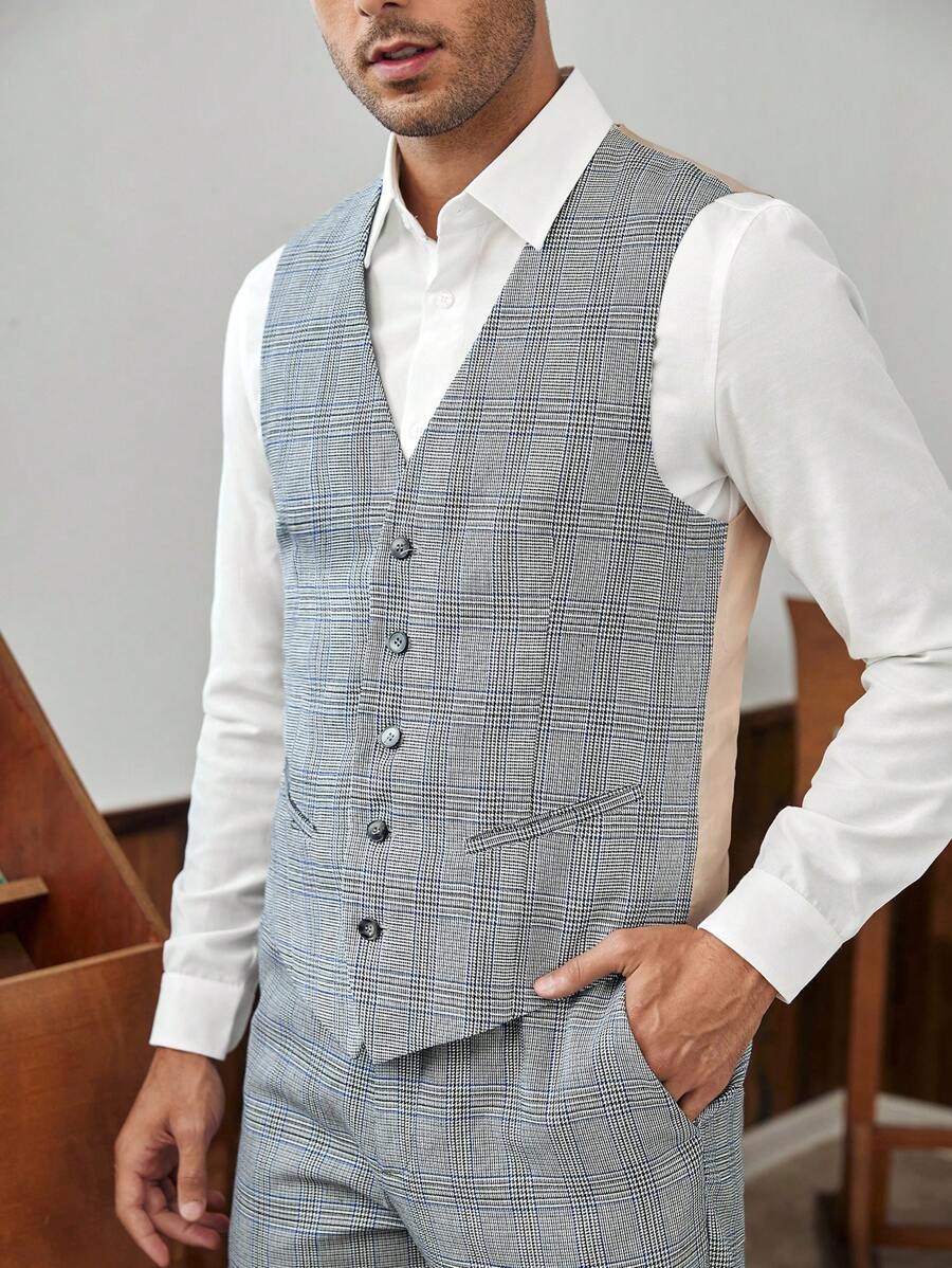 Manfinity NiteLyfe Men Plaid Waistcoat Without Shirt - Multicolor - View 1