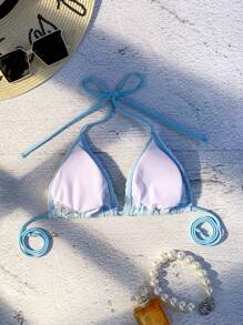 Swim Mod Áo bikini tam giác hở lưng mùa hè - Màu xanh nhạt - Xem 2