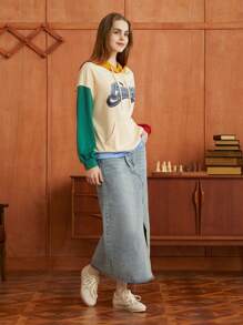 HARRY POTTER X SHEIN Đồ họa Chữ cái Khối màu Dây rút Hoodie - Nhiều màu - Xem 6