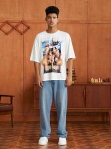 HARRY POTTER X SHEIN Men Figure & Slogan Graphic Tee - White - View 3