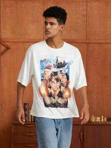 HARRY POTTER X SHEIN Men Figure & Slogan Graphic Tee - White - View 5