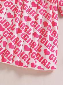 SHEIN 女大童滿版字母圖案短版西裝帶百褶半身裙 - 彩色 - 查看 6