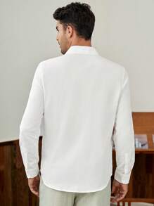 Manfinity NiteLyfe 男士素色前排扣襯衫 - 白色 - 查看 5