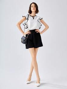 SheIn BIZ 優雅后提帶高跟單鞋適合女士,幾何裝飾高跟鞋 - 白色 - 查看 3