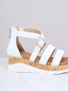 Cô gái Chóp giầy mở ra Nút bần Dép xăng đan - trắng - Xem 3