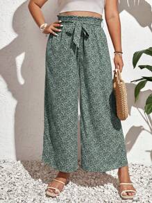 SHEIN Frenchy 大尺碼花卉闊腿褲
