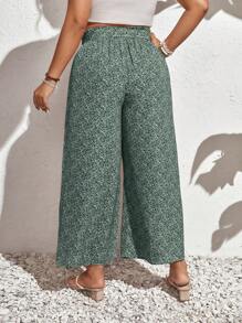 SHEIN Frenchy 大尺碼花卉闊腿褲