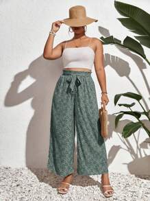 SHEIN Frenchy 大尺碼花卉闊腿褲