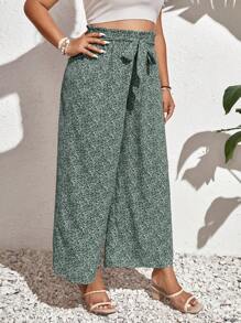 SHEIN Frenchy 大尺碼花卉闊腿褲