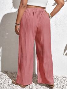 SHEIN Frenchy Hơn Chất rắn Quần ống rộng - Bụi hồng - Xem 2