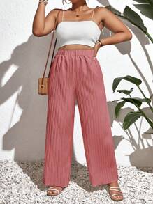 SHEIN Frenchy Hơn Chất rắn Quần ống rộng - Bụi hồng - Xem 4