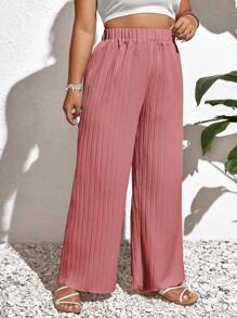 SHEIN Frenchy Hơn Chất rắn Quần ống rộng - Bụi hồng - Xem 5