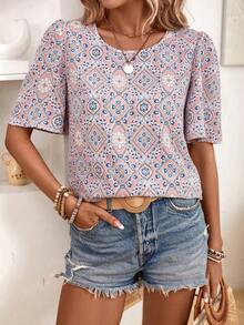 SHEIN LUNE In Toàn bộ Ống tay áo Áo sơ mi - Nhiều màu - Xem 5