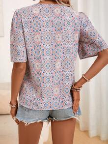 SHEIN LUNE In Toàn bộ Ống tay áo Áo sơ mi - Nhiều màu - Xem 2