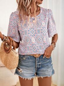 SHEIN LUNE In Toàn bộ Ống tay áo Áo sơ mi - Nhiều màu - Xem 1