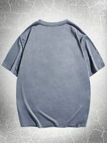 ROMWE MEN Goth Nam Hình ảnh Skull & chữ cái Áo thun - Xám - Xem 2