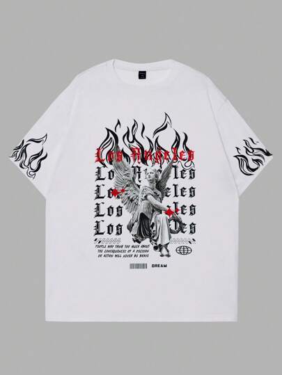 Street Life Guys Slogan & Sculpture Print Tee