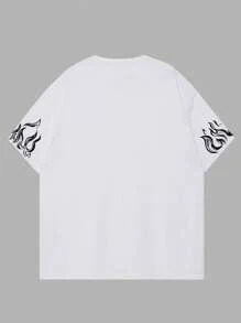 ROMWE MEN Street Life Guys Slogan & Sculpture Print Tee - White - View 2