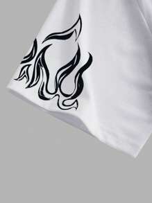 ROMWE MEN Street Life Guys Slogan & Sculpture Print Tee - White - View 3